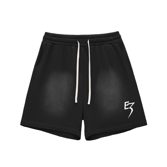 Sun Fade Raw Edge Cotton Shorts